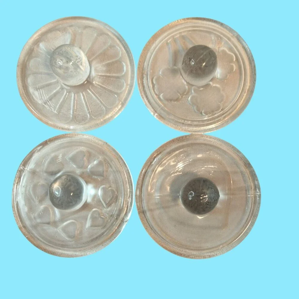 Norpro Glass Cookie Stamps 4 Classic Designs Heart Circle Daisy Flower